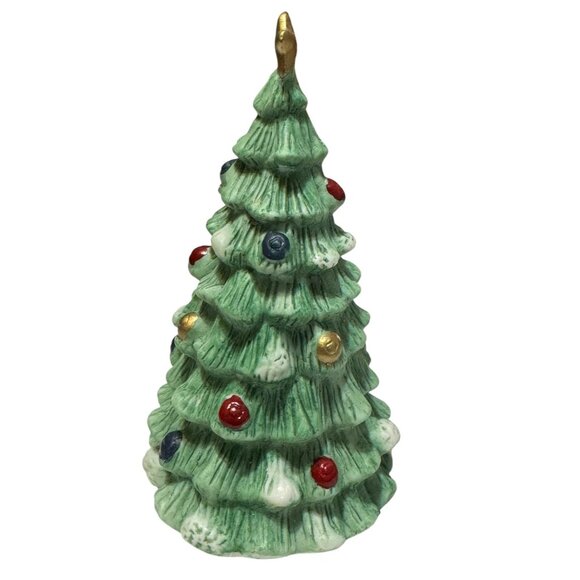 Porcelain Spruce Tree Figurine With Multicolor Ornaments & Star Topper - Picture 5 of 7